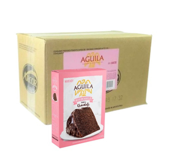 Águila Bizcochuelo Sabor Chocolate Powder Ready To Make Chocolate Sponge Cake Wholesale Bulk Box, 540 g / 19.04 oz ea (box of 12)