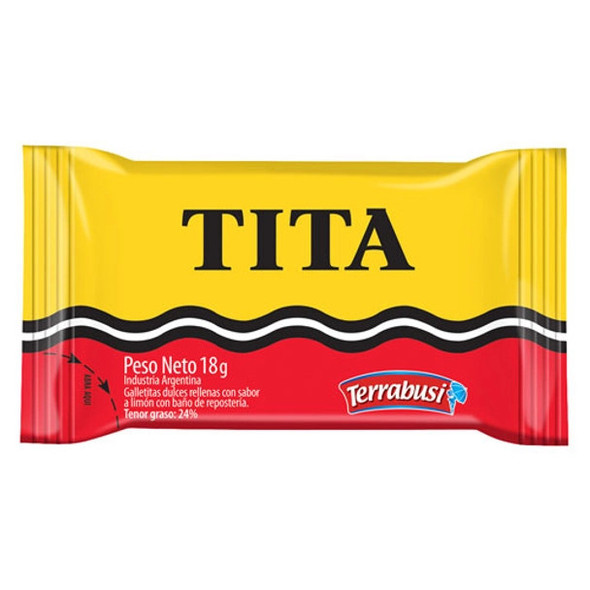 Tita Chocolate Coated Cookie With Lemon Cream Filling Wholesale Bulk Box, 36 cookies x 18 g / 0.63 oz (12 displays per box)