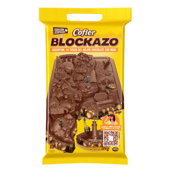 Cofler Block Blockazo Milk Chocolate with Peanuts, 1 kg / 35.27 oz
