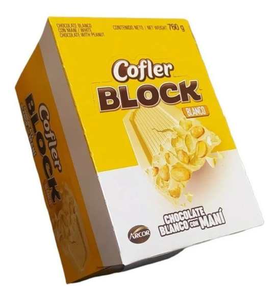 Cofler Block White Chocolate Bar with Peanuts, 38 g / 1.34 oz ea (box of 20 bars)