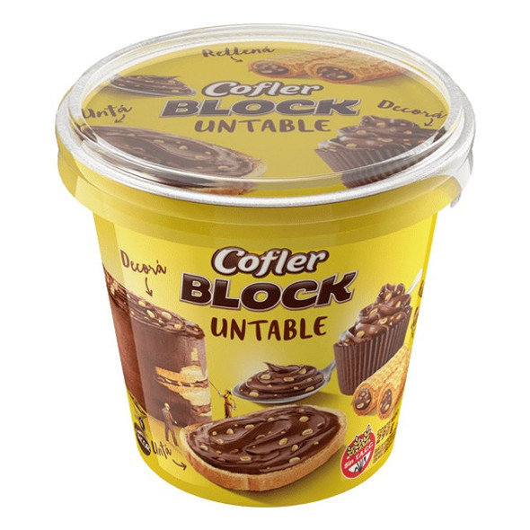 Cofler Block Untable Spreadable Milk Chocolate with Peanuts Ideal for Toasts, Cakes or Cubanitos - Gluten Free, 290 g / 10.22