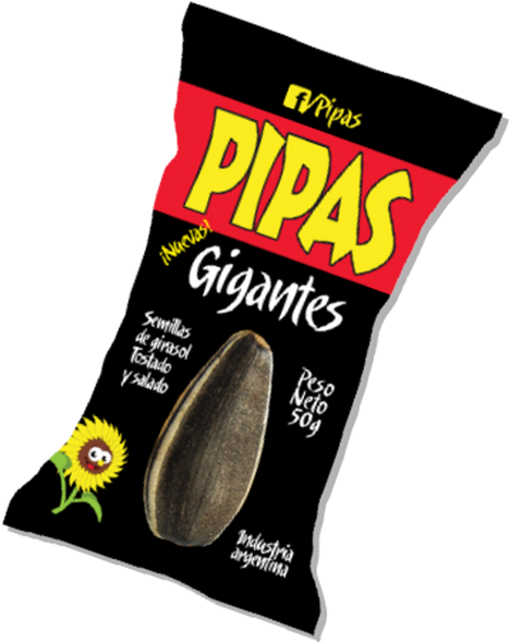 Pipas Gigantes Salty Toasted Sunflower Seeds w/shell, 50 g / 1.76 oz (pack of 10)