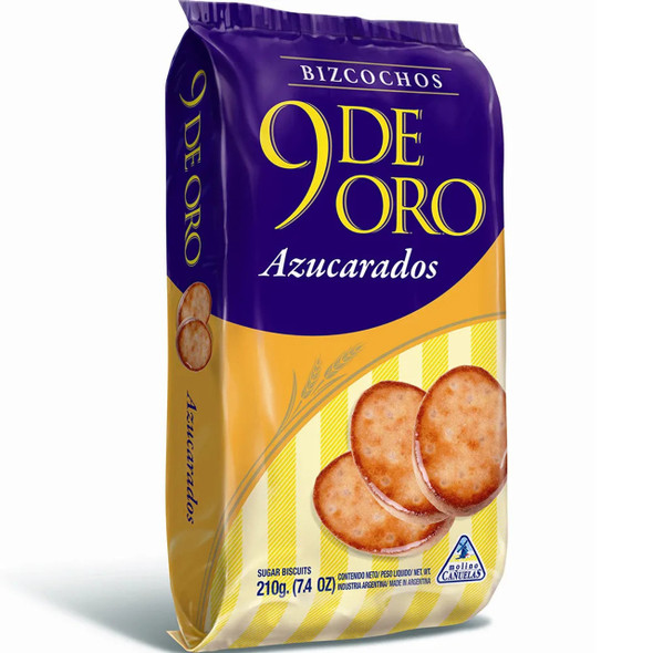 9 de Oro Biscuits with Sprinkled Sugar Bizcochos con Azucar Traditional, 210 g / 7.4 oz (pack of 3)