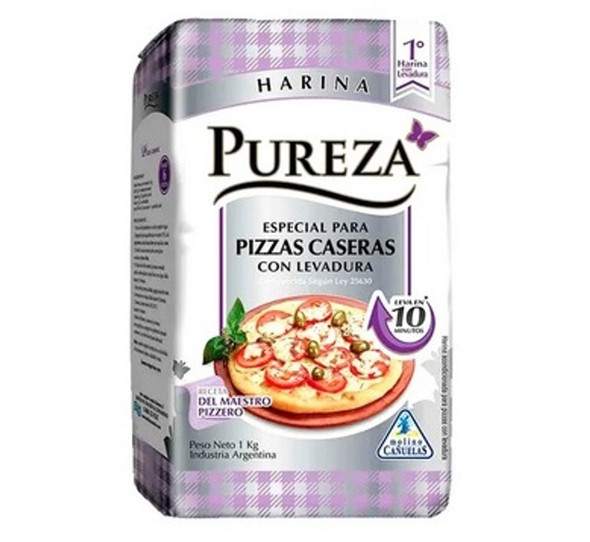 Pureza Harina Para Pizza Self-Rising Leavening Wheat Flour For Pizza, 1 kg / 2.2 lb