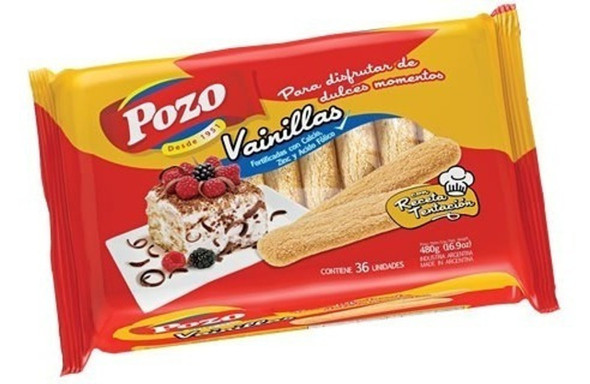 Pozo Vainillas Galletitas Soft Sprinkled Sugar Cookies Vanilla Flavor Classic Argentinian Vintage Cookies, 480 g / 16.9 oz (36 units)