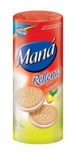 Maná Rellenas Limón Thin Sweet Cookies Lemon Filling Flavor, 152 g / 5.4 oz (pack of 3)