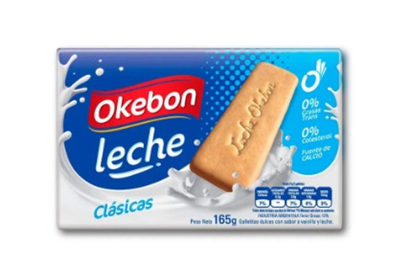 Okebon Leche Classic Sweet Cookies With Vanilla & Milk Flavor, 165 g / 5.8 oz (pack of 3)