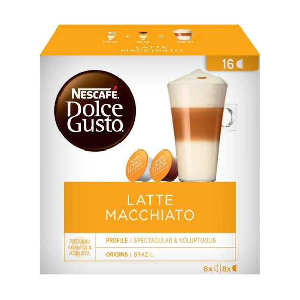 Nescafé Dolce Gusto Latte Café Tostado Molido En Cápsulas Espresso Latte Macchiato Coffee Capsules , 6.3 g / 0.2 oz each (box of 16)