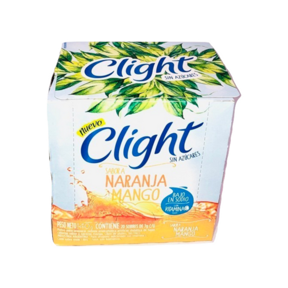 Jugo Clight Naranja & Mango Powdered Juice Orange & Mango Flavor No Sugar, 8 g / 0.3 oz (box of 20)