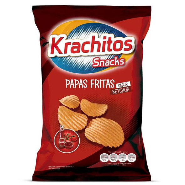 Krachitos Snacks Papas Fritas Potatoes Chips Ketchup Flavor, 65 g / 2.29 oz