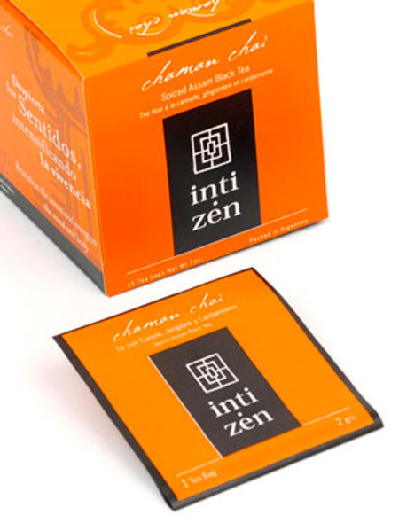Inti Zen Chaman Chai Spiced Assam Black Tea - Cinnamon, Ginger, Cardamom (box of 15 tea bags)