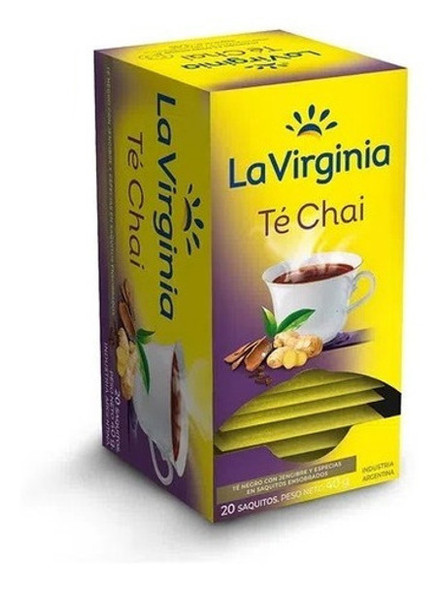 La Virginia Té Chai Black Tea with Ginger In Bags (box of 20 bags)