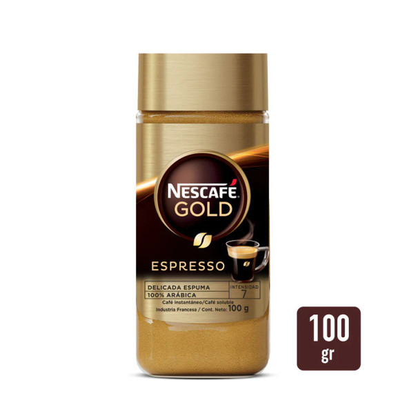 Nescafé Gold Espresso Café Instantáneo, Espresso Instant Coffee, 100 g / 3.52 oz