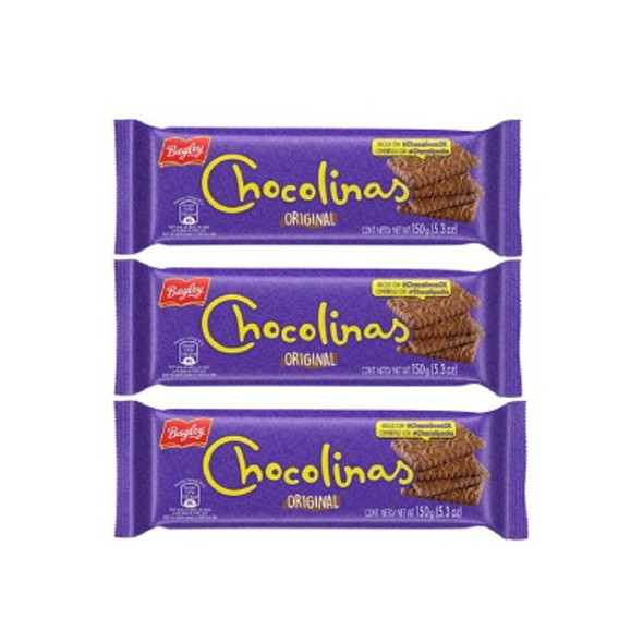 Chocolinas Traditional Chocolate Cookies, Perfect for Cakes with Dulce de Leche Chocotorta, 150 g / 5.29 oz (pack of 3)