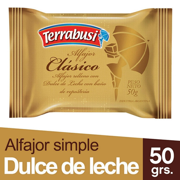 Terrabusi Alfajores Classic Milk Chocolate Alfajor Filled with Dulce de Leche (box of 6)