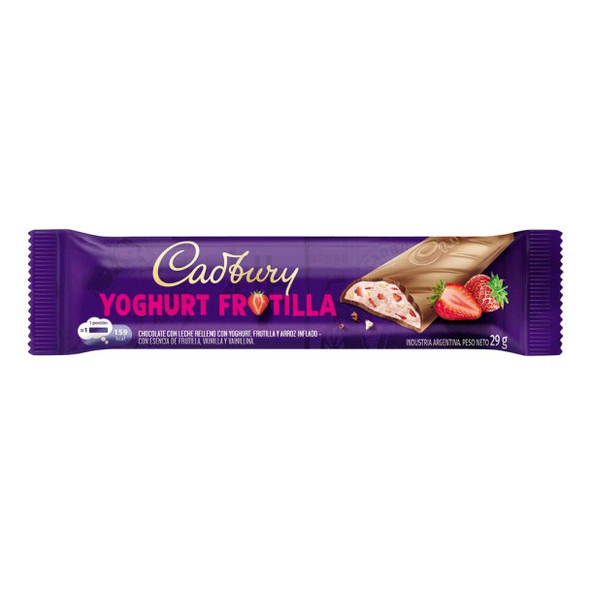 Cadbury Chocolate Bar Yoghurt Frutilla Strawberry, 29 g / 0.95 oz (box of 12)