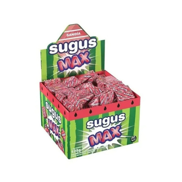 Sugus Max Sandía Gluten-Free Watermelon Flavored Soft Candy Blocks, 525 g / 1.15 lb Box