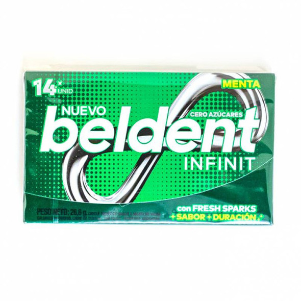 Beldent Infinit Menta Fresh Sparks Mint Bubblegum Sugar Free Extra Duration, 26.6 g / 0.94 oz (box of 12)