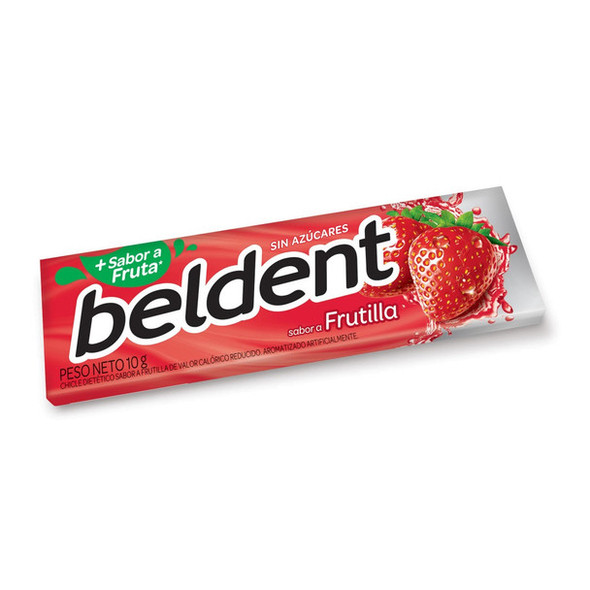 Beldent Chicle Frutilla Strawberry Bubblegum Fresh No Sugar, 10 g / 0.35 oz (box of 20)