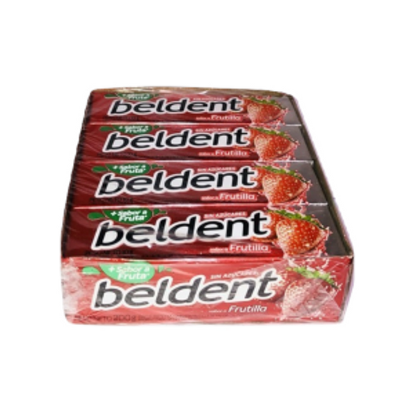 Beldent Chicle Frutilla Strawberry Bubblegum Fresh No Sugar, 10 g / 0.35 oz (box of 20)