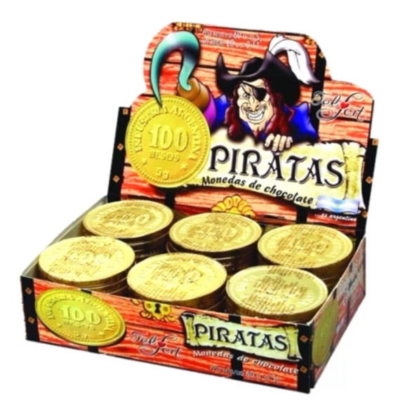 Monedas Pirata Milk Chocolate Coins by Felfort, 5 g / 0.2 oz (box of 60)