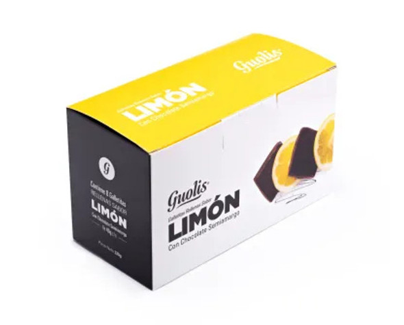 Guolis Galletitas Rellenas de Limón bañadas en Chocolate Cookies Stuffed with Lemon Dipped in Chocolate, 280 g / 9.87 oz (box of 8)