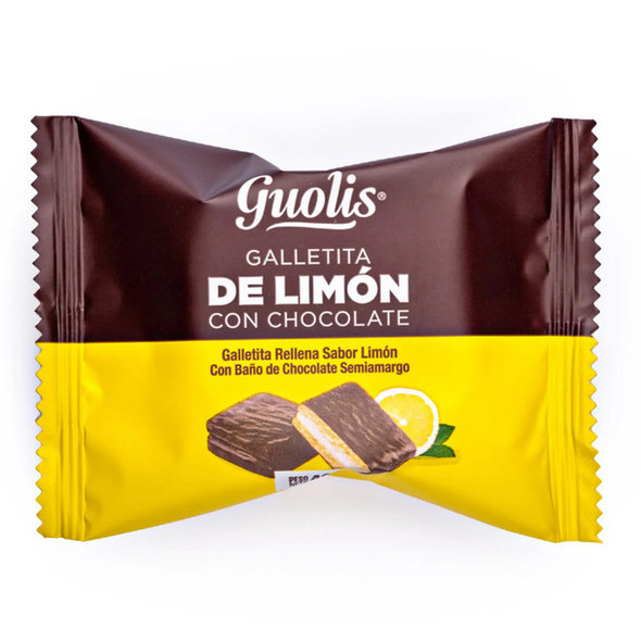 Guolis Galletitas Rellenas de Limón bañadas en Chocolate Cookies Stuffed with Lemon Dipped in Chocolate, 280 g / 9.87 oz (box of 8)