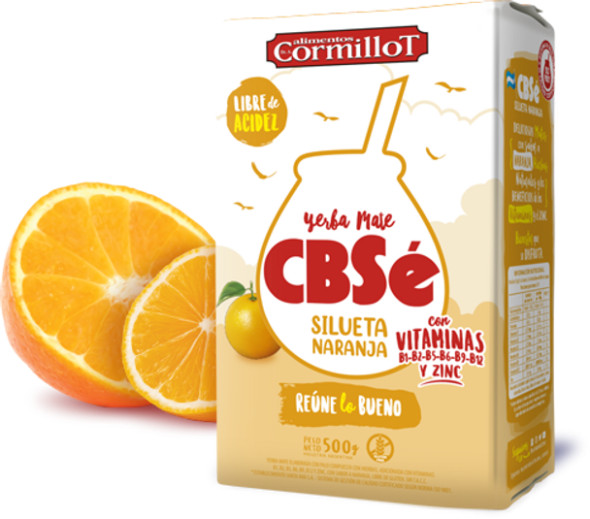 CBSé Cormillot Yerba Mate Naranja Silueta Orange Flavor, 500 g / 1.1 lb
