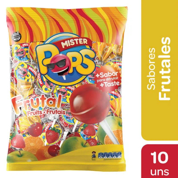 Chupetín frutal Mister Pops 125 g