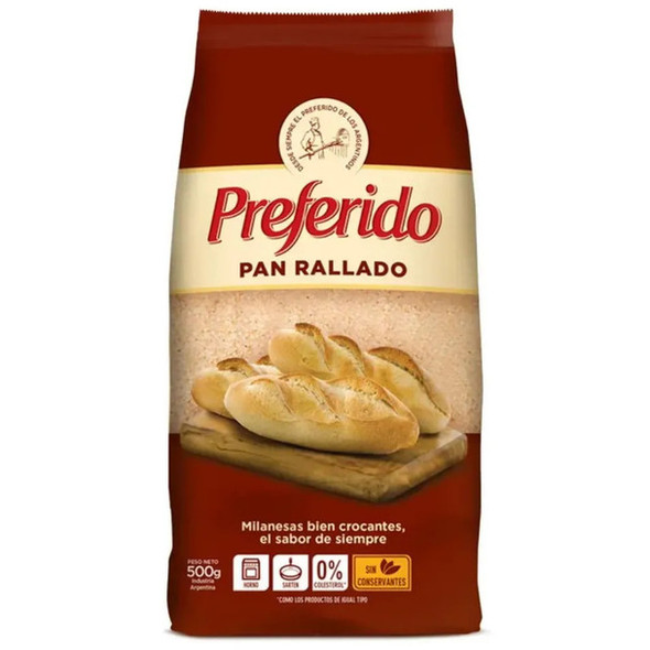 Pan Rallado Preferido for Milanesas & Rebozados, 500 g / 1.1 lb bag