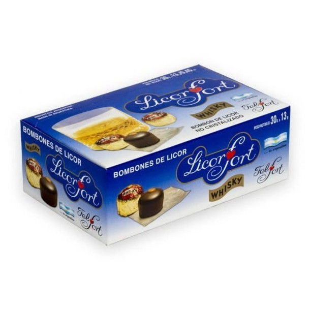 Felfort Bombones de Licor Licor-Fort Whisky Milk Chocolate Bites With Liquor Interior, 13 g / 0.45 oz (box of 30 units)