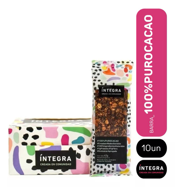 Integra Barritas sin TACC Nutritive Bars Chocolate Cacao  (box of 10 bars)