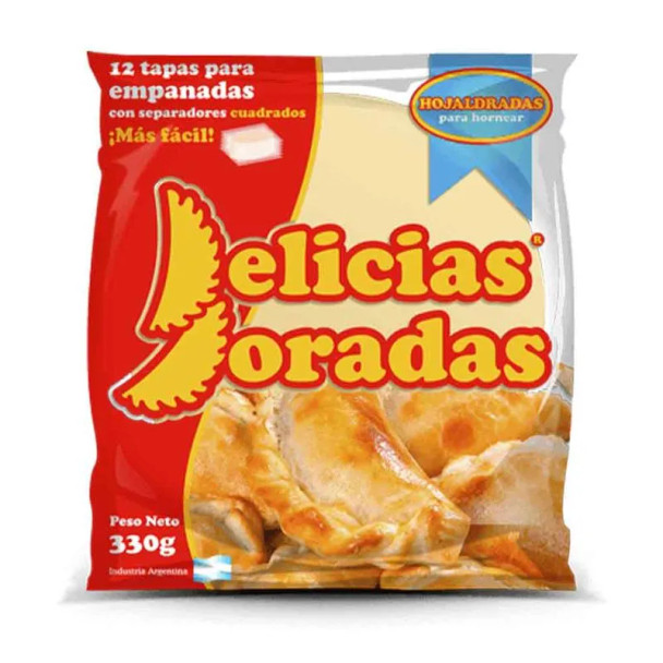 Delicias doradas-Tapas de empanada HORNO  Hojaldre330GR -12 pack x12 (144 Disc)