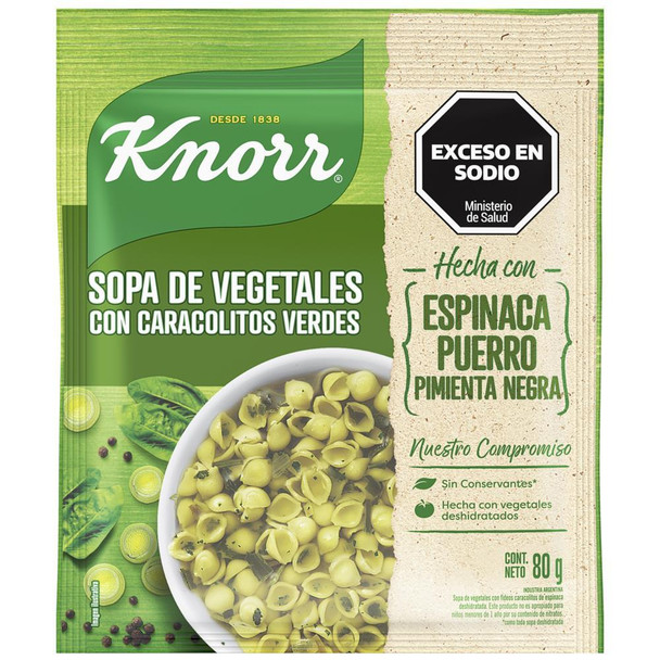 Sopa De Vegetales Con Caracolitos Knorr 80g PACK X 3