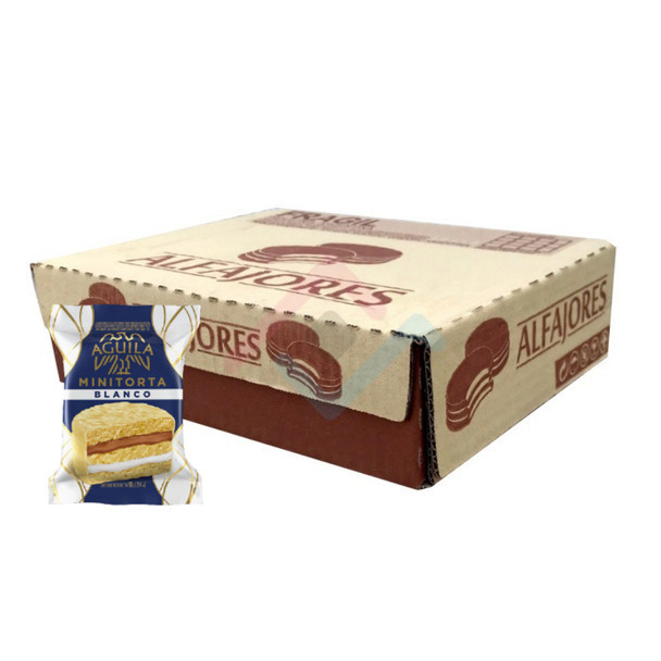 Águila Alfajor Blanco White Chocolate Minicake with Dulce de Leche and Cream Wholesale Bulk Box, 69 g / 2.43 oz (21 count per box)