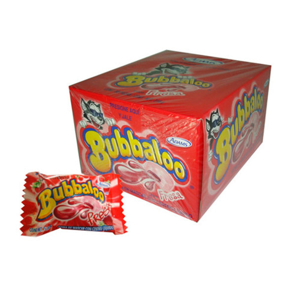 Bubbaloo Frutilla Chicle Globo Strawberry Bubblegum, 300 g / 10.6 oz (box of 60)