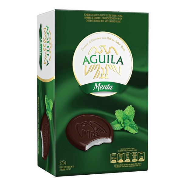 Águila Bombones Milk Chocolate Bites Filled with Mint Flavored Cream, 14 g / 0.49 oz (box of 15)