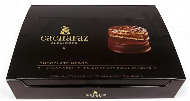 Cachafaz Alfajor Dark Chocolate with Dulce de Leche (box of 12)