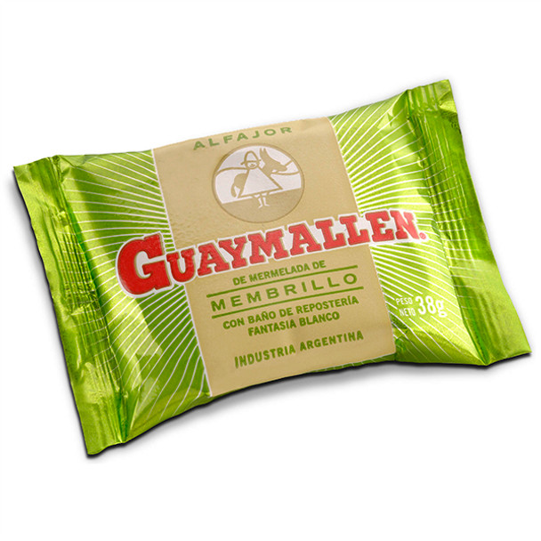 Guaymallen Alfajor White Chocolate with Membrillo Fruta Quince Jelly, 38 g (pack of 12)