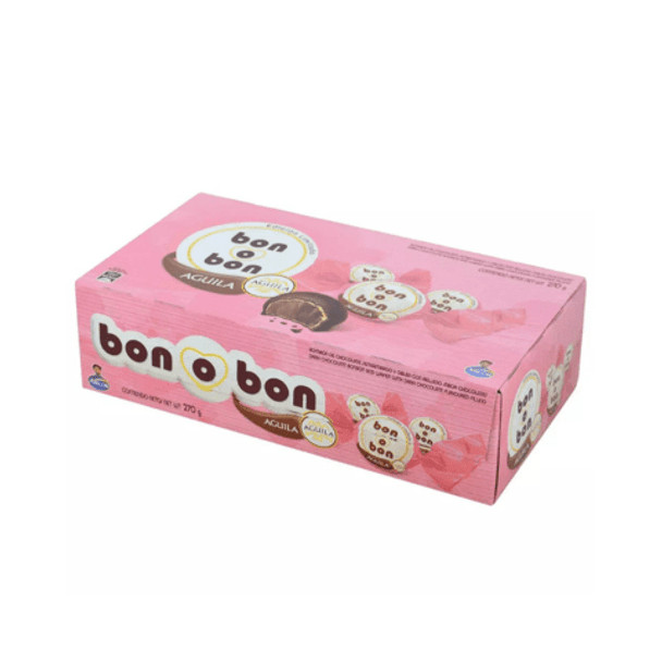 Bon o Bon Chocolate Coated Bite Filled With Aguila Chocolate from Argentina Box of 18 Bites, 270 g / 9.5 oz (complete box)