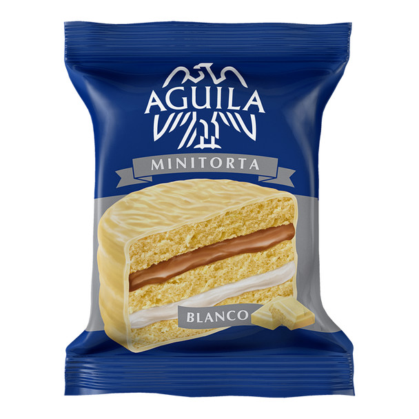 Águila Alfajor Blanco White Chocolate Minicake with Dulce de Leche and Cream, 72 g / 2.5 oz (pack of 6)