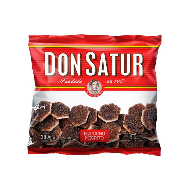 Don Satur Classic Sweet Biscuits Bizcochos Negros Tortita Negra Azúcar Morena, 200 g / 7.1 oz (pack of 3)