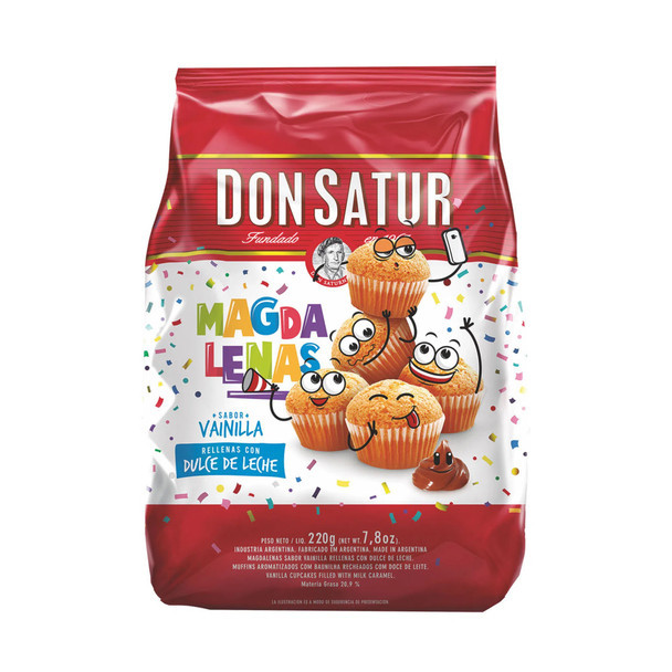 Don Satur Magdalenas Rellenas Vanilla Muffins Filled with Dulce de Leche, 220 g / 7.8 oz