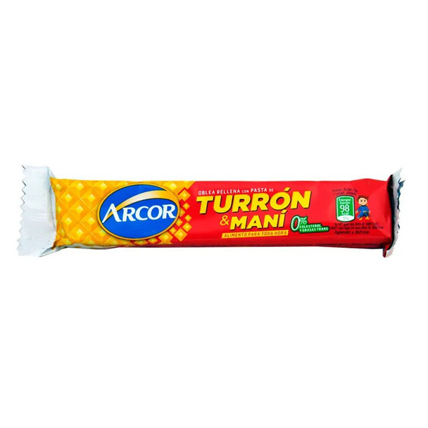 Turrón & Maní Arcor Bar with Hard Peanut Cream and Biscuit, 27 g / 0.9 oz (pack of 6)