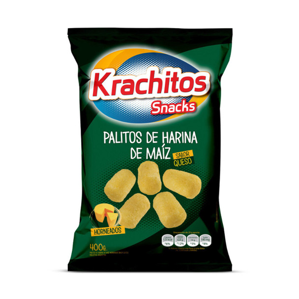 Krachitos Chizitos Snack Corn Wider Sticks Cheese Flavor Party Super Bag, 400 g / 14.1 oz bag