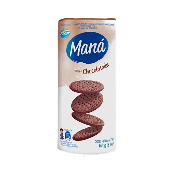 Maná Livianas Sabor Chocolate Thin Sweet Cookies Chocolate Flavor, 145 g / 5.1 oz (pack of 3)