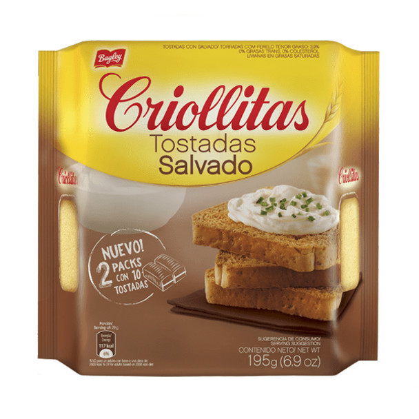 Criollitas Tostadas Salvado Mini Bran Toasts, 195 g / 6.9 oz