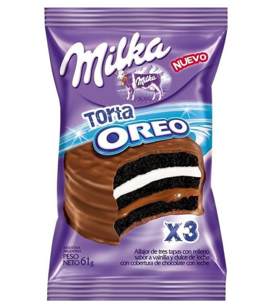 Milka Alfajor Triple Oreo with Dulce de Leche and Vanilla Cream, 61 g / 2.15 oz (pack of 12)