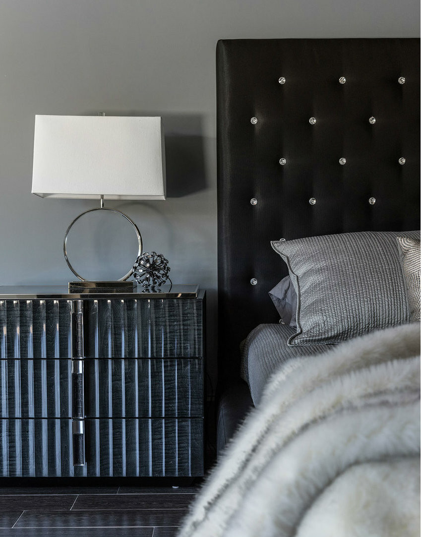 Red Carpet Nightstand Shown in a Bedroom Setting