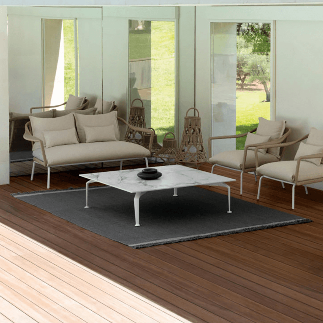 Ribs Outdoor Area Rug - Dark Grey